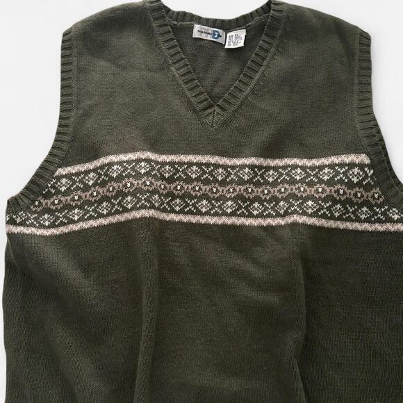 Y2K Retrocore Rami-Cotton Knit Sweater Vest – 90s/2000s Graphic Front V-Neck XL - Picture 5 of 6